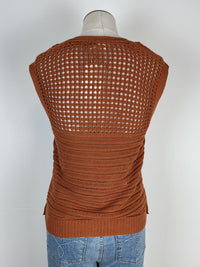 Mabel Side Button Sweater Vest in Rust