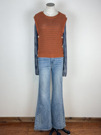 Mabel Side Button Sweater Vest in Rust