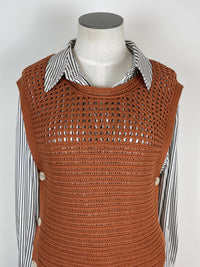 Mabel Side Button Sweater Vest in Rust
