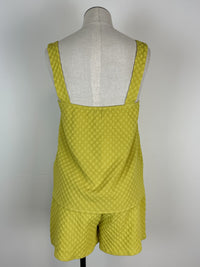 Gingham Seersucker Square Neck Tank in Chartreuse Yellow
