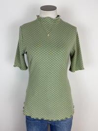 Amara Textured Mock Neck Short Sleeve in Light Olive