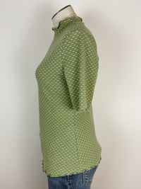 Amara Textured Mock Neck Short Sleeve in Light Olive