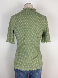 Amara Textured Mock Neck Short Sleeve in Light Olive
