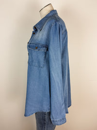 Mary Button Up Chambray Shirt in Blue