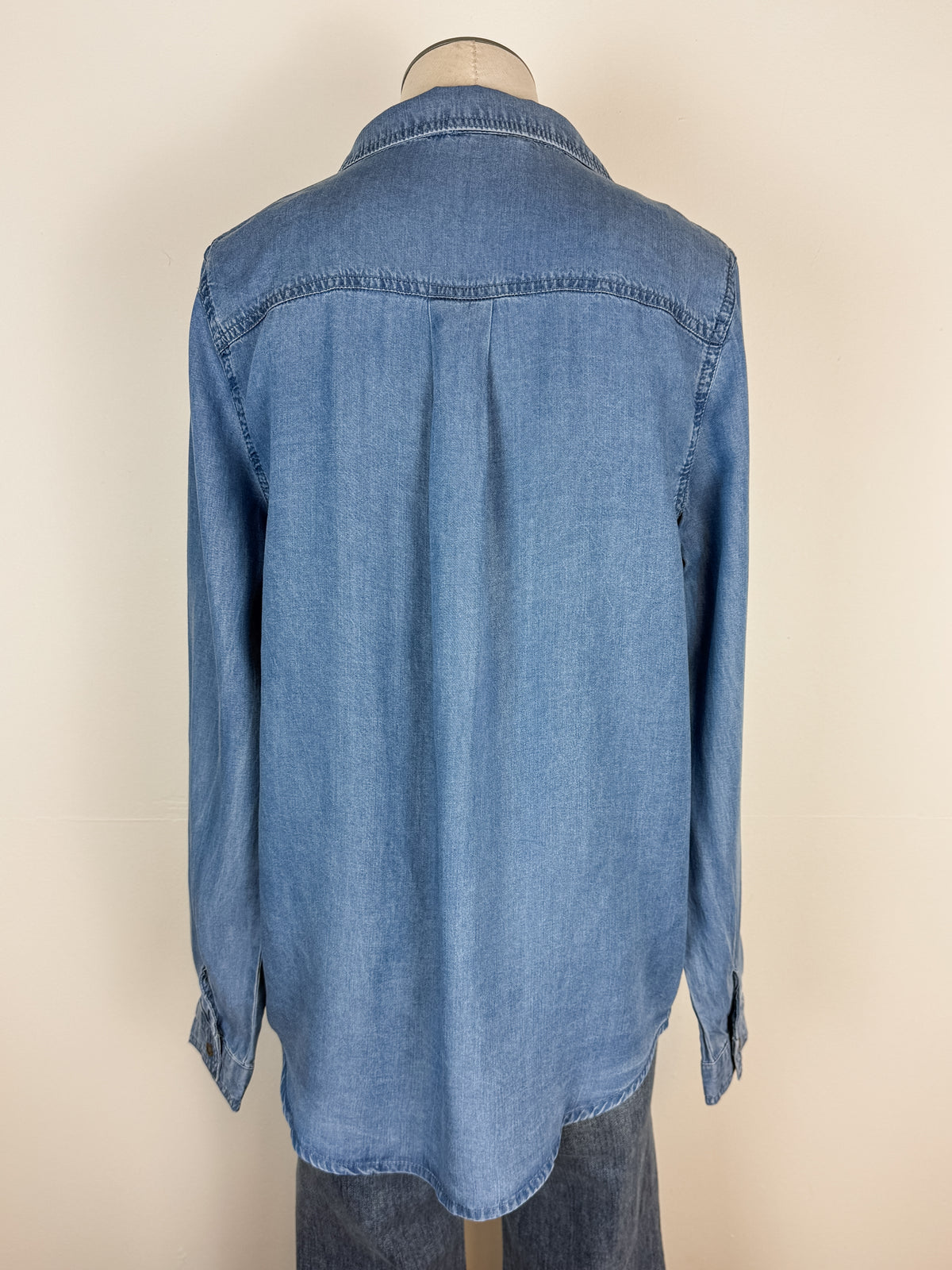 Mary Button Up Chambray Shirt in Blue