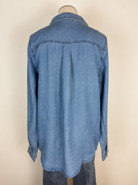 Mary Button Up Chambray Shirt in Blue