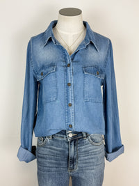 Mary Button Up Chambray Shirt in Blue