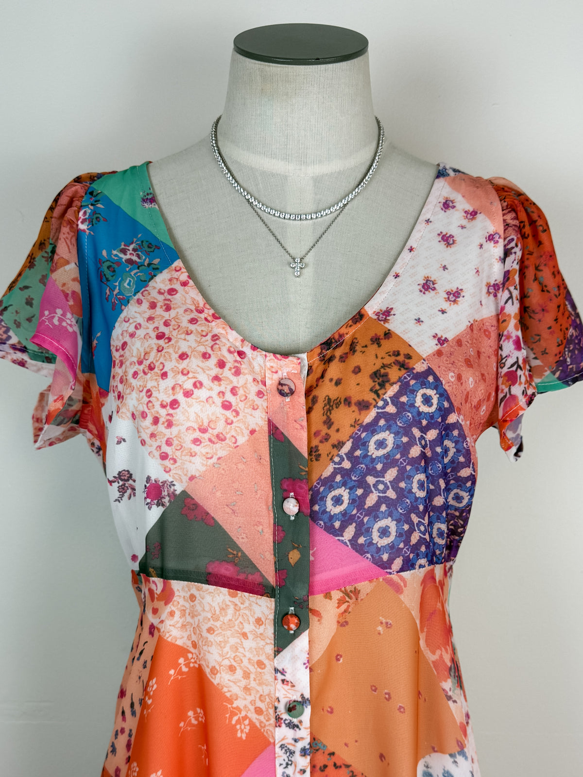 Callie Button Up Maxi in Peach/Purple