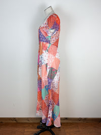 Callie Button Up Maxi in Peach/Purple