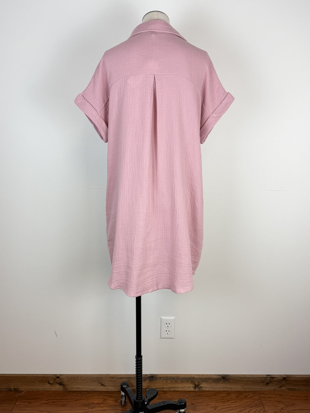 Gemma Button Up Shirt Dress in Dusty Pink