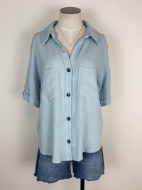 Lila Button Up Blouse in Light Blue