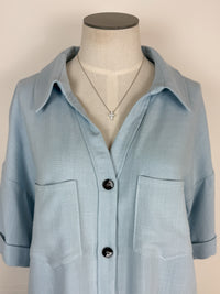 Lila Button Up Blouse in Light Blue