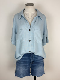 Lila Button Up Blouse in Light Blue