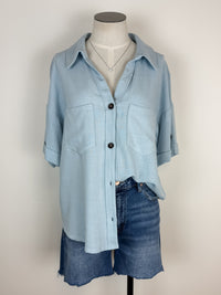 Lila Button Up Blouse in Light Blue