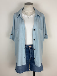 Lila Button Up Blouse in Light Blue