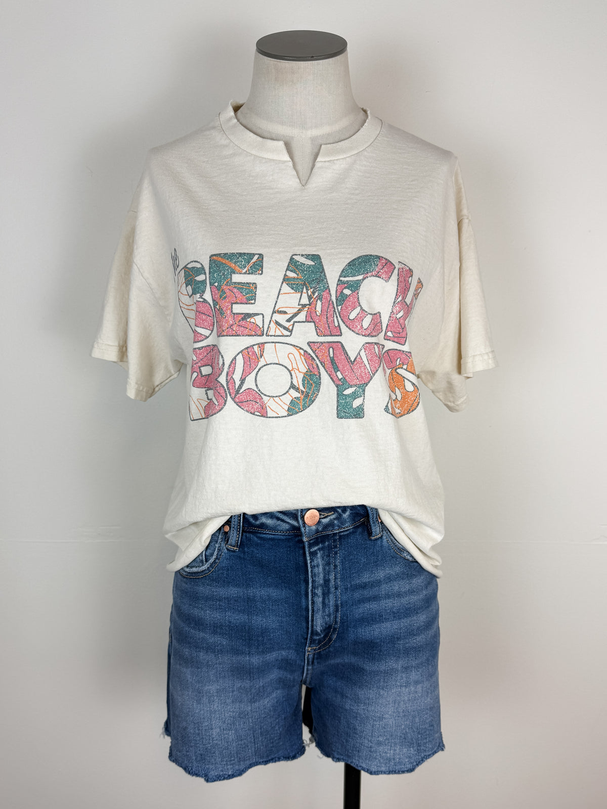 Beach Boys Palm Cut Off Tee in Off White