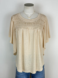 Sara Smocked Blouse in Oatmeal