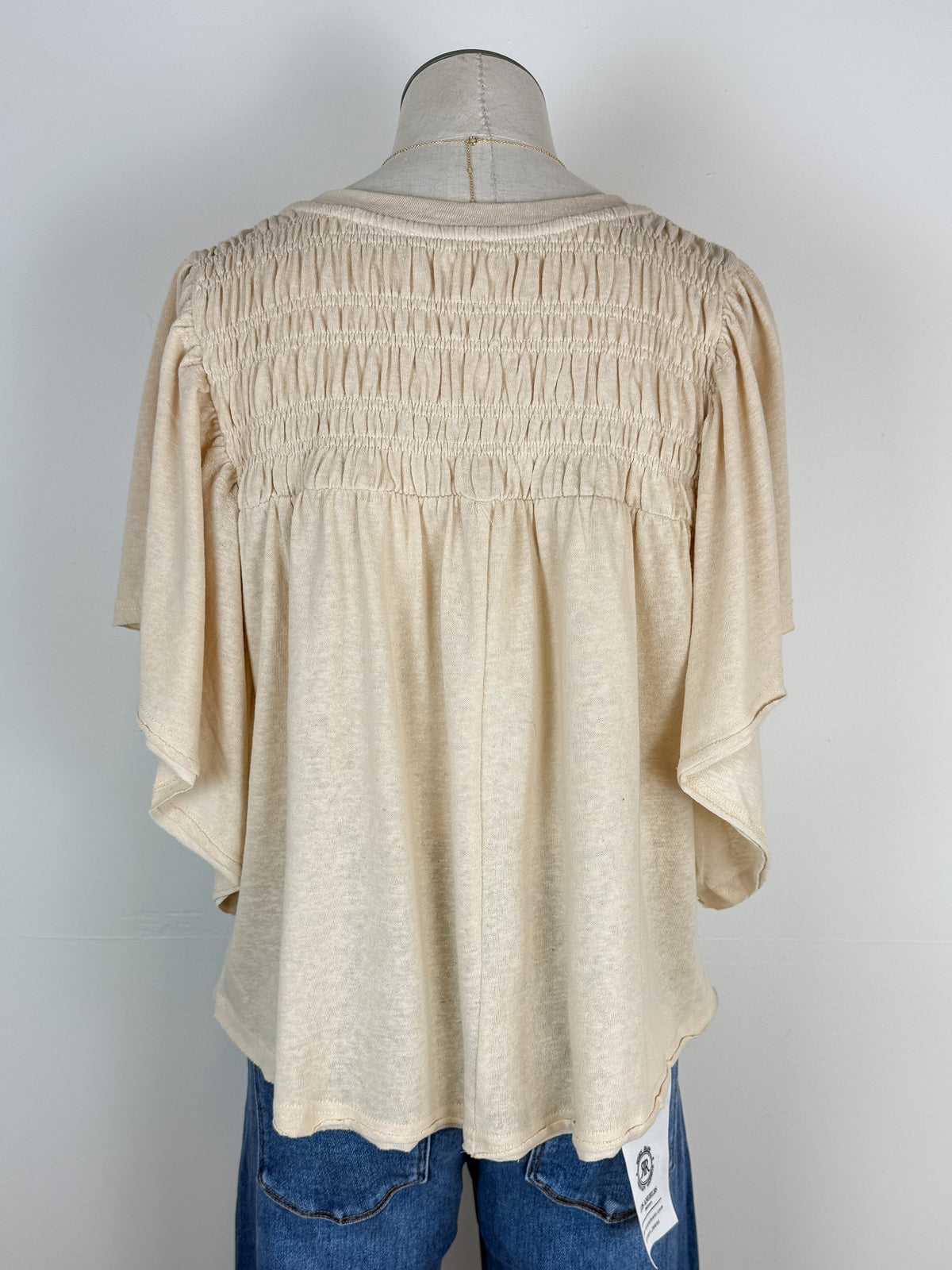 Sara Smocked Blouse in Oatmeal
