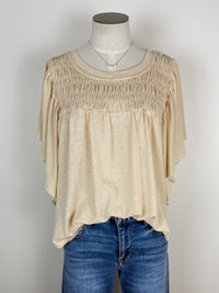 Sara Smocked Blouse in Oatmeal