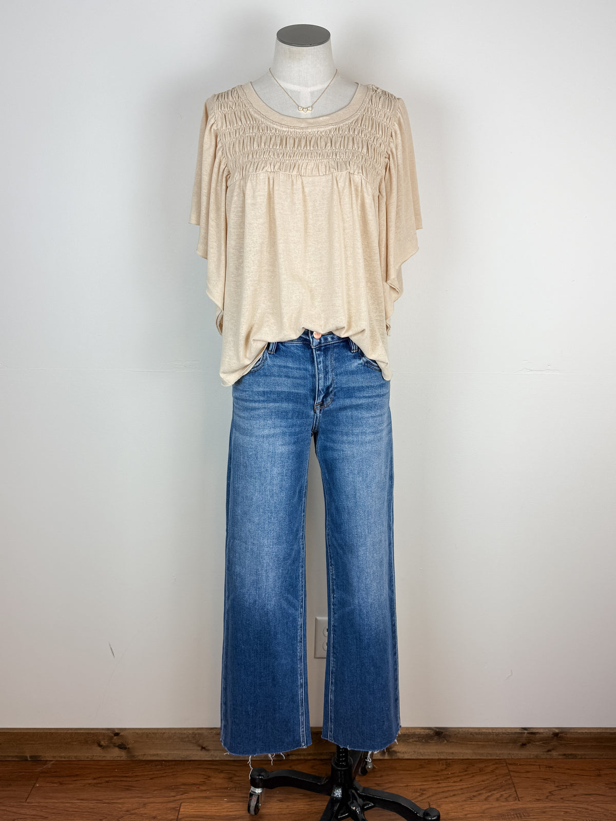 Sara Smocked Blouse in Oatmeal