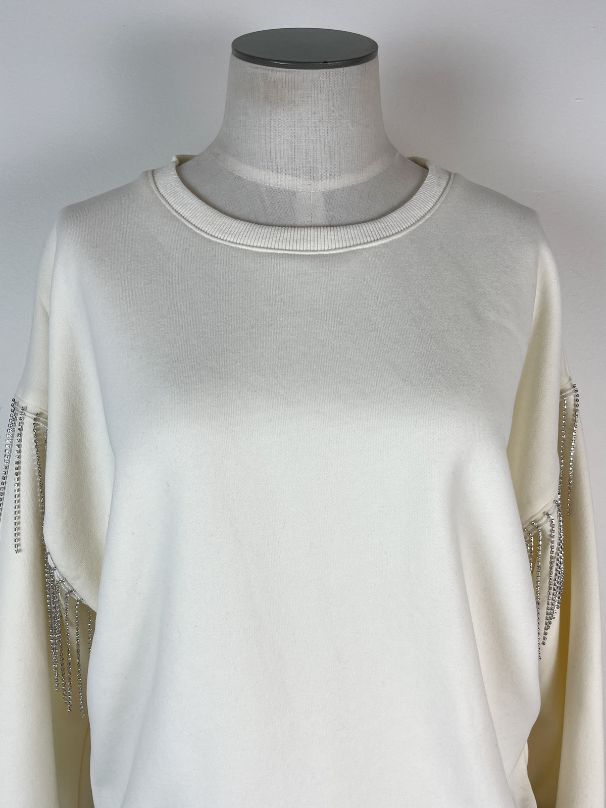 Nyla Rhinestone Crew Neck in Cream
