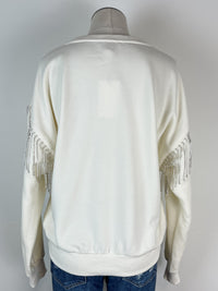 Nyla Rhinestone Crew Neck in Cream