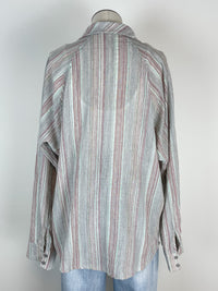 Striped Button Up in Light Grey