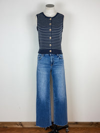Kinsley Striped Knit Vest in Navy