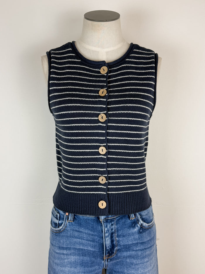 Kinsley Striped Knit Vest in Navy