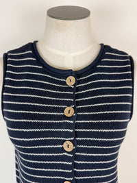 Kinsley Striped Knit Vest in Navy