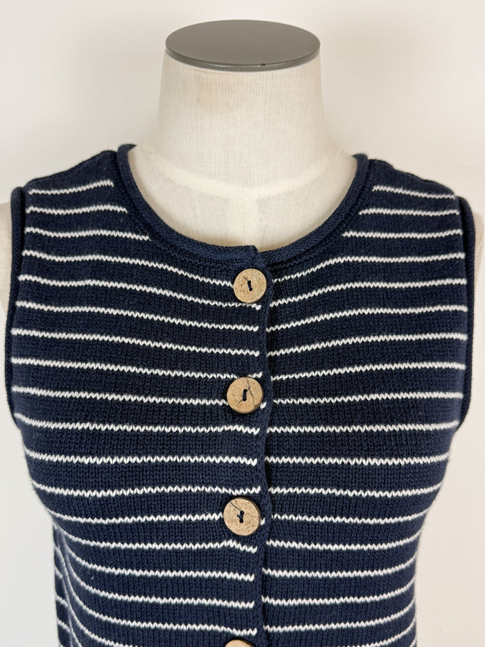 Kinsley Striped Knit Vest in Navy