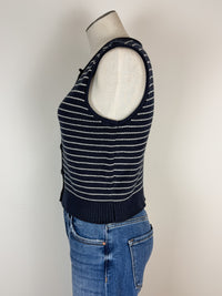 Kinsley Striped Knit Vest in Navy