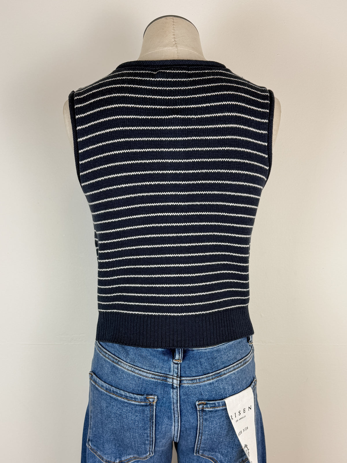 Kinsley Striped Knit Vest in Navy