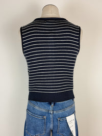 Kinsley Striped Knit Vest in Navy