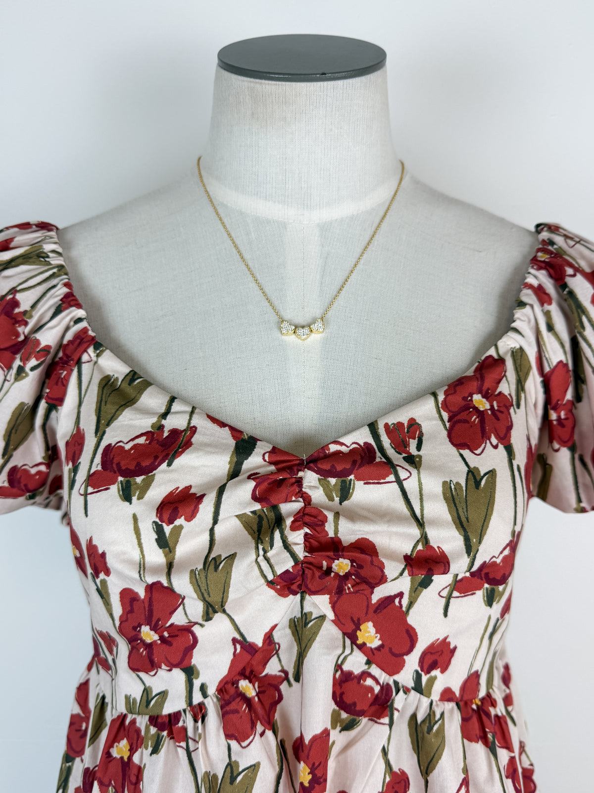 Morgan Ruffle Sleeve Floral Top in Natural/Poppy