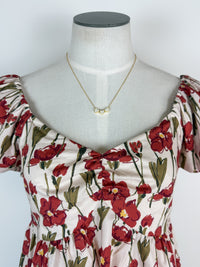 Morgan Ruffle Sleeve Floral Top in Natural/Poppy