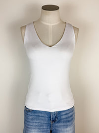 Lola V Neck Double Layer Tank in White