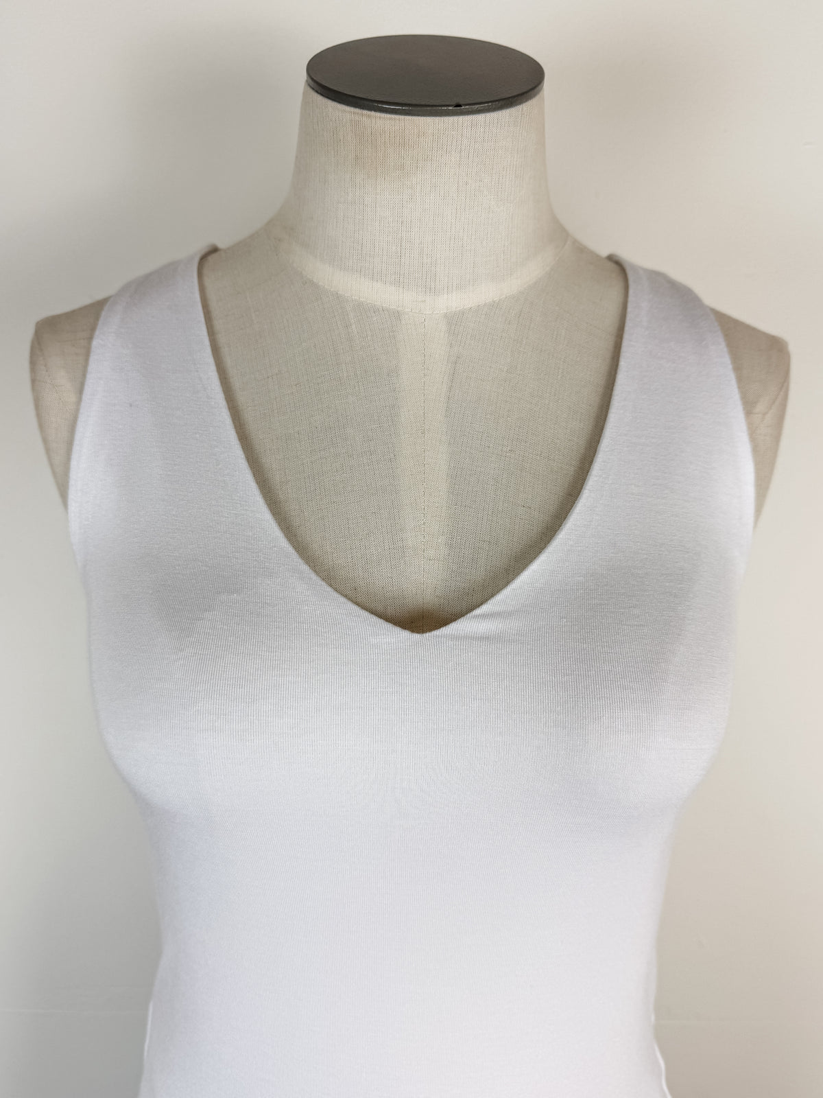 Lola V Neck Double Layer Tank in White