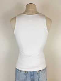 Lola V Neck Double Layer Tank in White