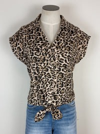 Selena Leopard Print Tie Top in Brown