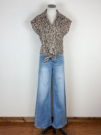 Selena Leopard Print Tie Top in Brown