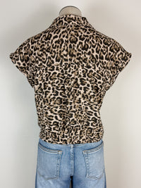 Selena Leopard Print Tie Top in Brown