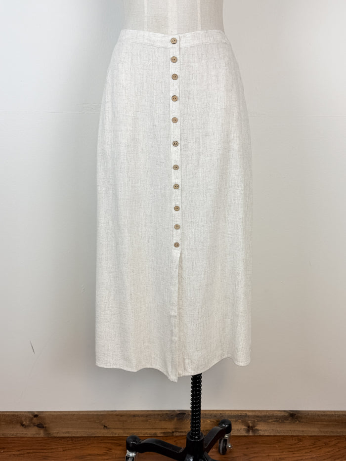 Catherine Linen Midi Skirt in Natural