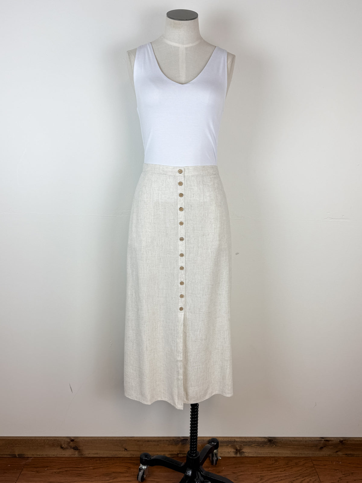 Catherine Linen Midi Skirt in Natural