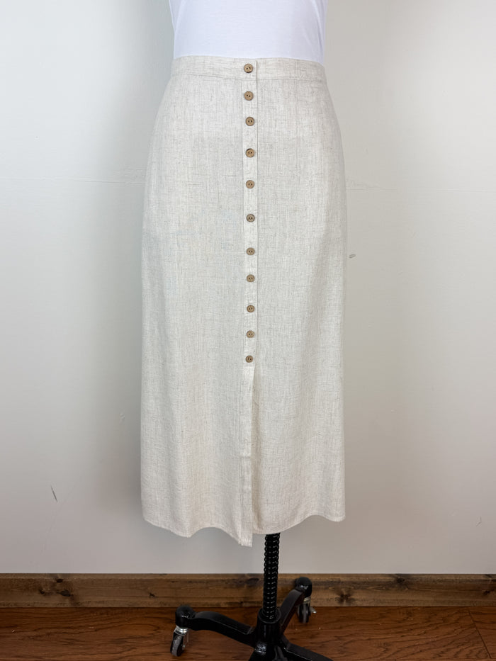 Catherine Linen Midi Skirt in Natural