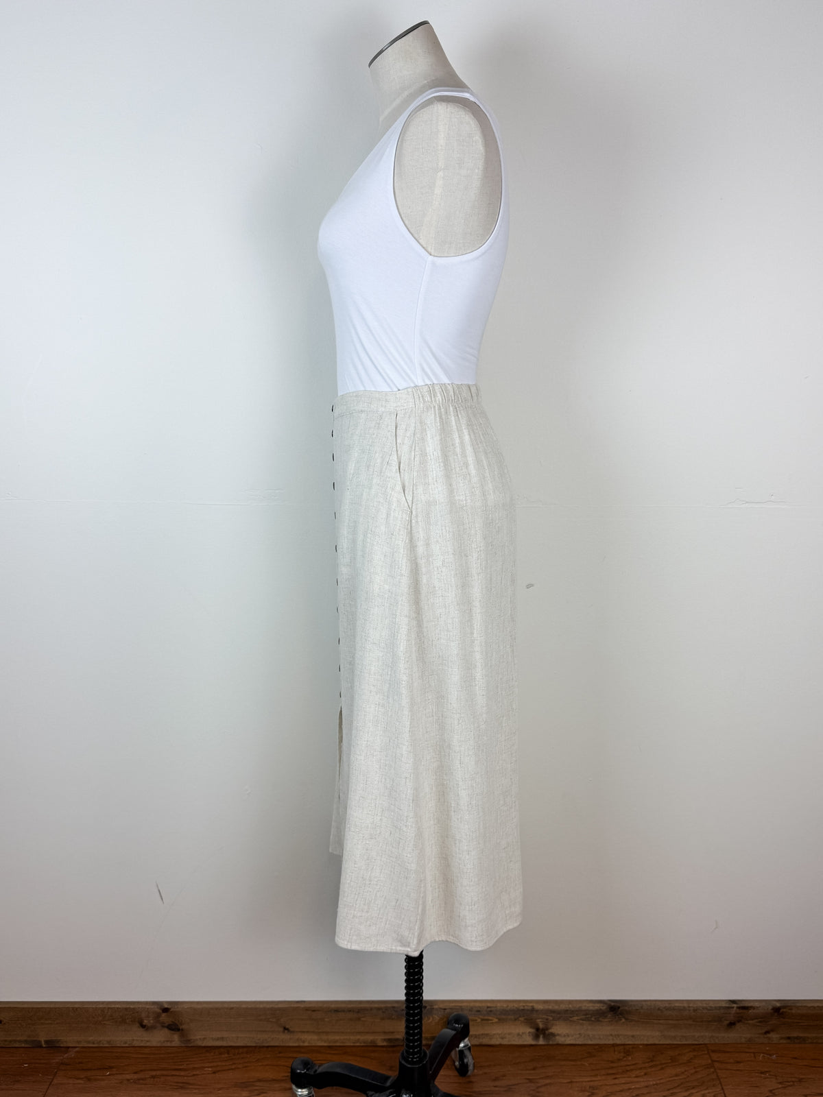 Catherine Linen Midi Skirt in Natural