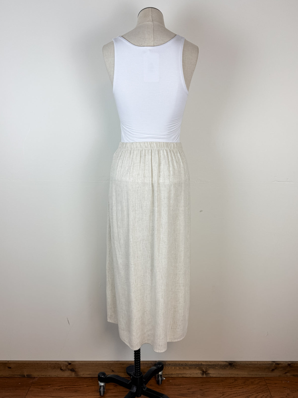 Catherine Linen Midi Skirt in Natural