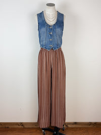 Millie Wide Leg Printed Pant in Brown