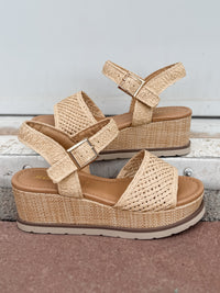 Soda Taite Raffia Wedge in Natural