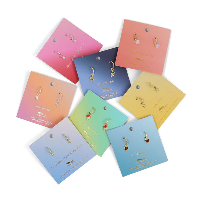 Lucky Feather Charm Hoops